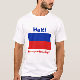 Camiseta com Bandeira do Haiti + Mapa + Texto