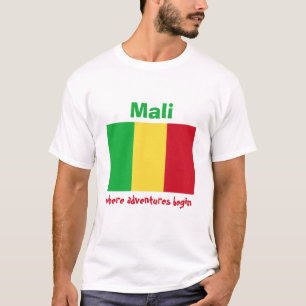 Camiseta com Bandeira do Mali + Mapa + Texto