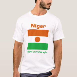 Camiseta com Bandeira do Níger + Mapa + Texto