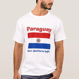 Camiseta com Bandeira do Paraguai + Mapa + Texto