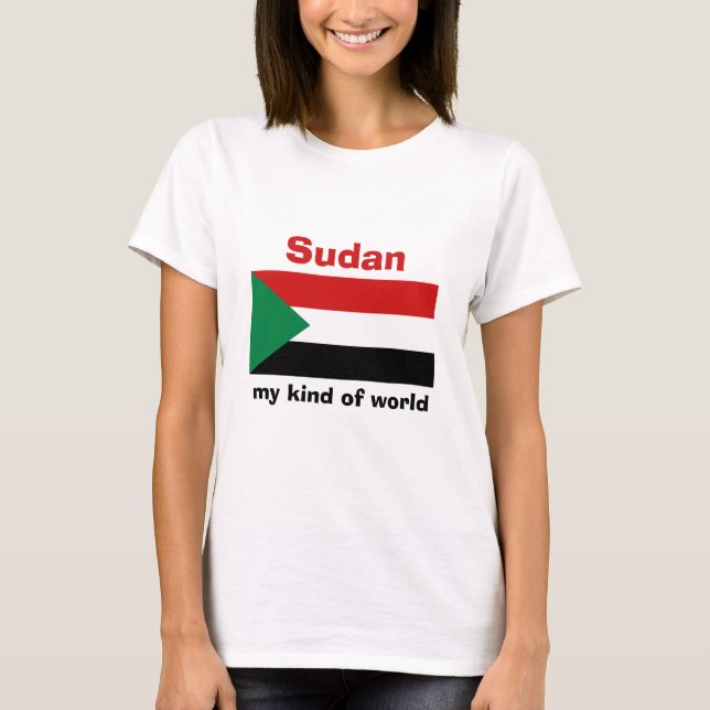 Camiseta com Bandeira do Sudão + Mapa + Texto (Frente)
