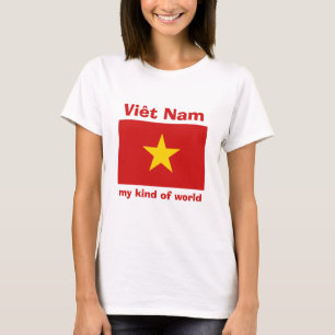 Camiseta com Bandeira do Vietnã + Mapa + Texto