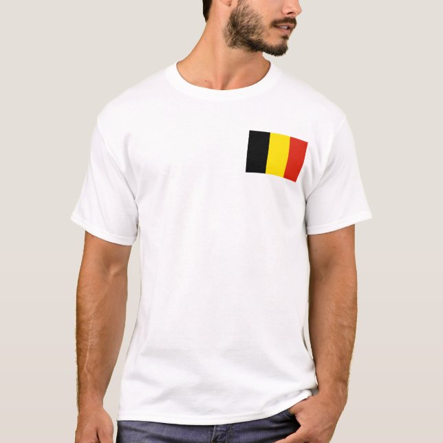 Camiseta com Bandeira e Mapa da Bélgica (Frente)