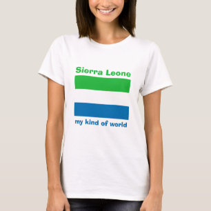 Camiseta com Bandeira e Mapa da Serra Leoa + Texto