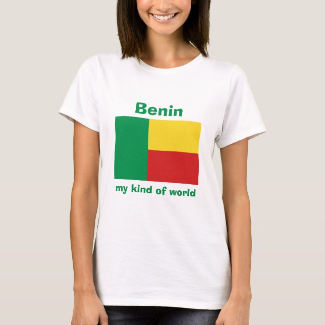 Camiseta com Bandeira e Mapa do Benim + Texto (Frente)
