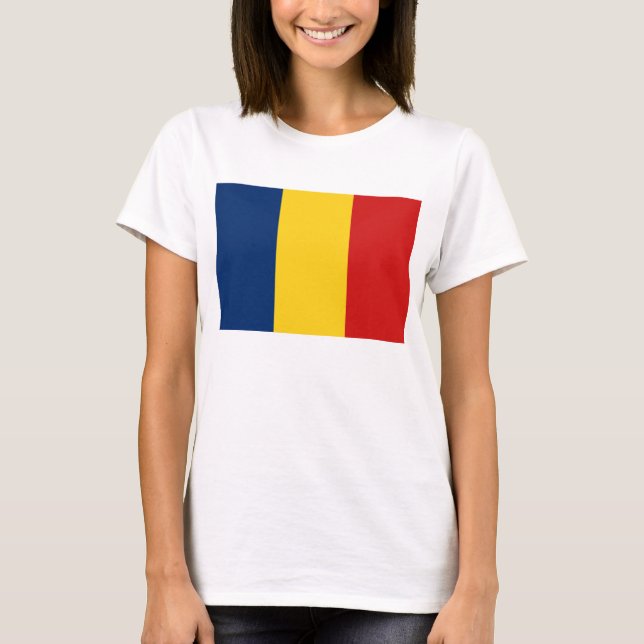 Camiseta com Bandeira e Mapa do Chade (Frente)