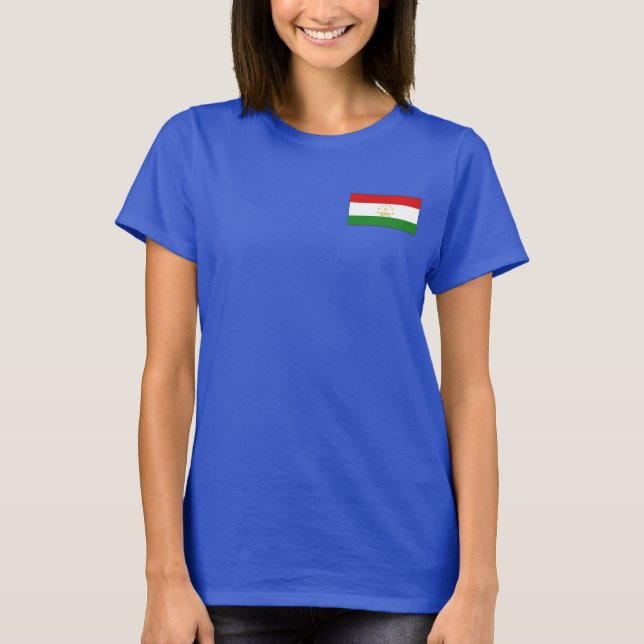 Camiseta com Bandeira e Mapa do Tajiquistão (Frente)
