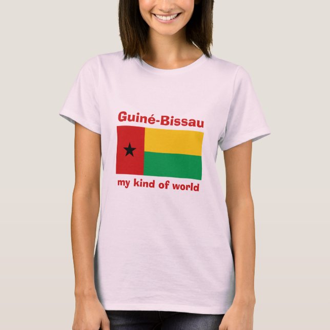 Camiseta com Bandeira + Mapa + Texto da Guiné-Biss (Frente)