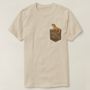 camiseta com bolso de lagartixa leopardo engraçado