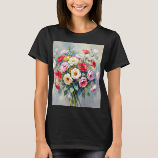 Camiseta com buquê de flores em aquarela