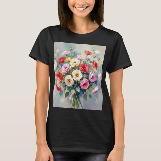 Camiseta com buquê de flores em aquarela (Frente)