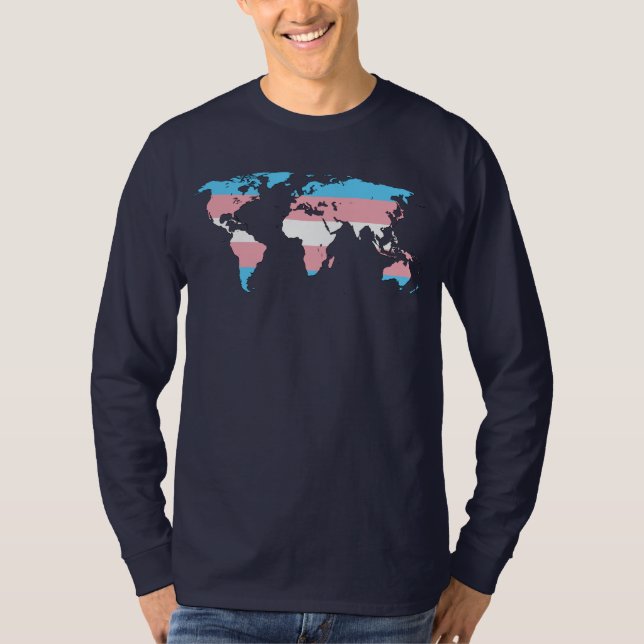 Camiseta com capuz do mapa mundial do orgulho tran (Frente)