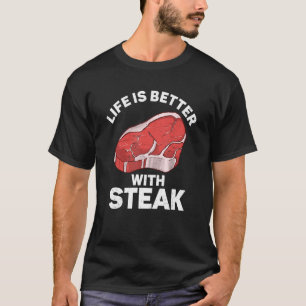 Camiseta Com Carne de Bife Crua Comida Carne de Vaca Grelha