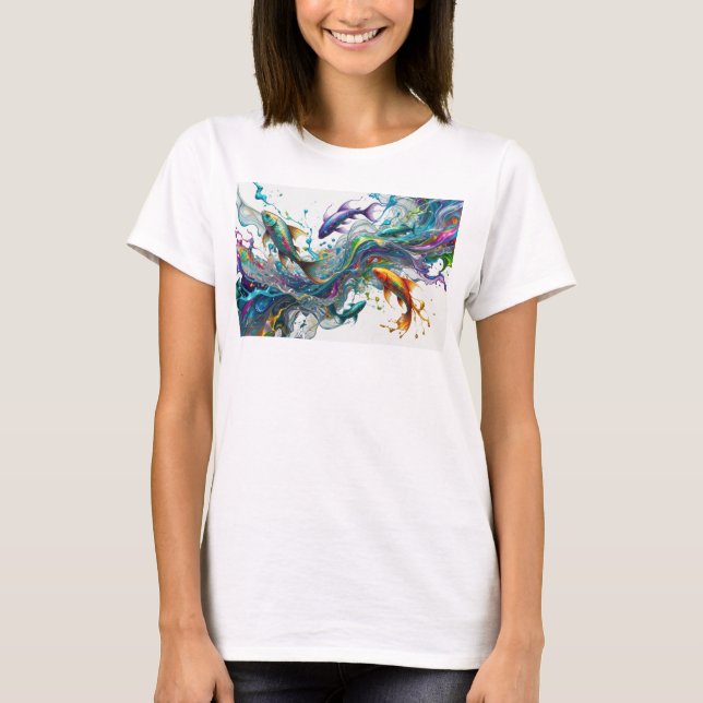 Camiseta com Citação Atraente de PEIXES PRATEADOS  (Frente)