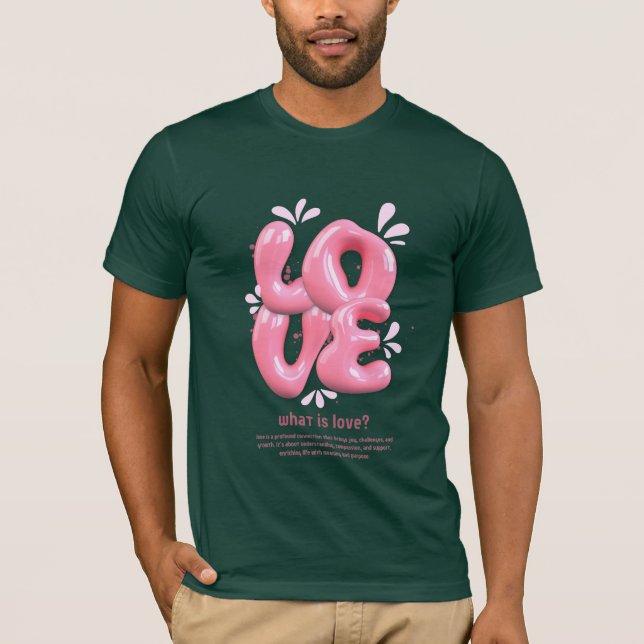 Camiseta com Citação de Amor 3D Rosa (Frente)