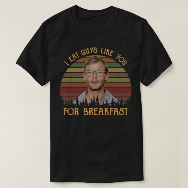 Camiseta com Citação de Café da Manhã de Terror 'E (Frente do Design)