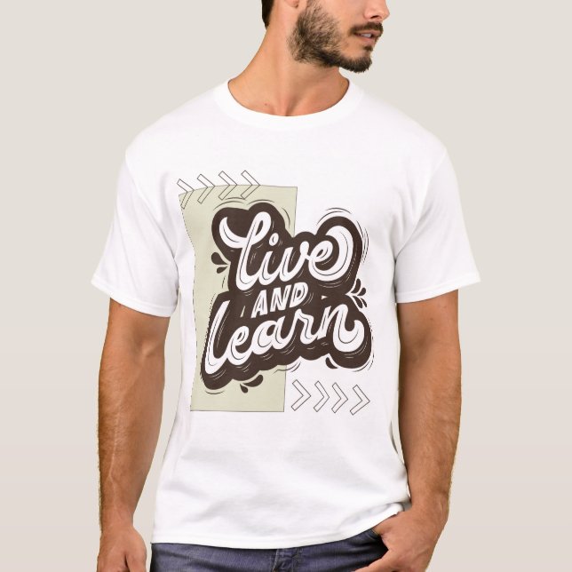 Camiseta com Citação de Tipografia Aprender e Vive (Frente)