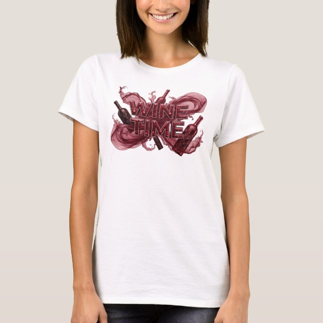 Camiseta com Citação do TEMPO DO VINHO Vermelho da (Frente)