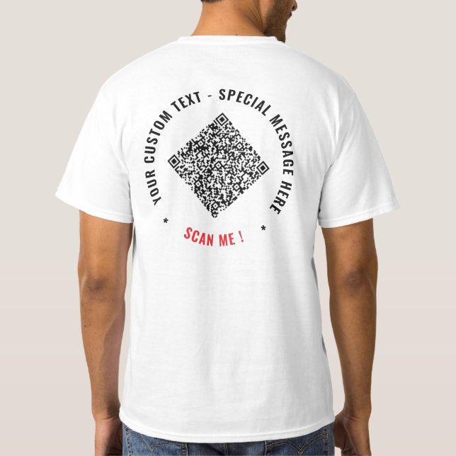 Camiseta com Código QR Personalizado Exemplo de Te (Verso)
