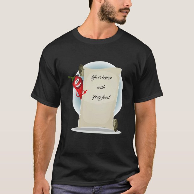 Camiseta com comida vermelha apimentada (Frente)