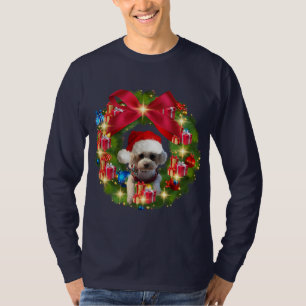 Camiseta com Coroa de Natal com Chapéu de Papai No