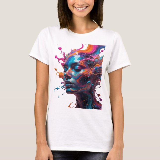 Camiseta com declaração de ARTE ABSTRATA Prata Afi (Frente)