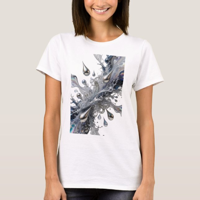 Camiseta com declaração de ARTE ABSTRATA prateada  (Frente)