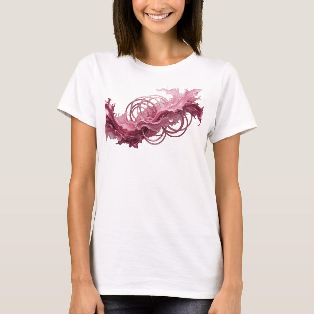 Camiseta com declaração de ARTE ABSTRATA Rosa Mode (Frente)