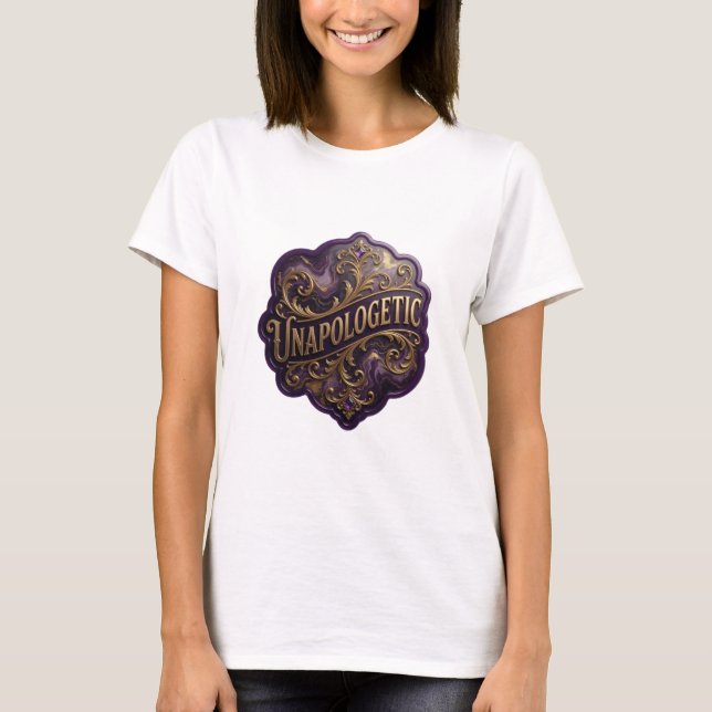 Camiseta com declaração de ouro que chama a atençã (Frente)