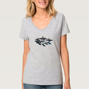 Camiseta com decote em V de Golfinho Nariz-de-Garr