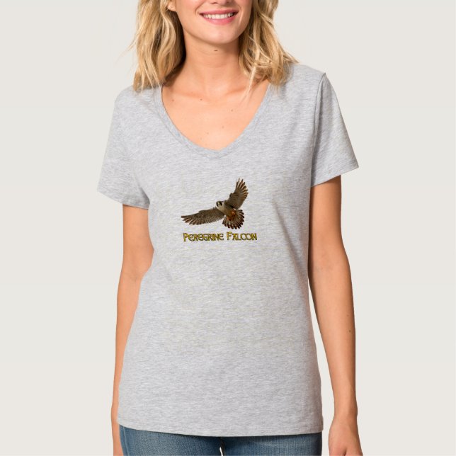 Camiseta com decote em V Falcão-peregrino (Frente)