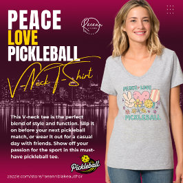 Camiseta com decote em V Ladies' Peace Love Pickle