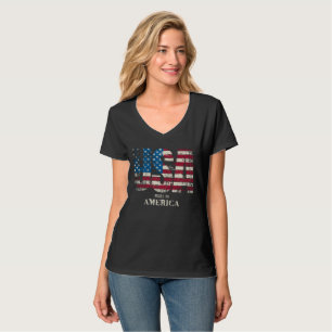 Camiseta com decote em V Stronger Together Word Cl