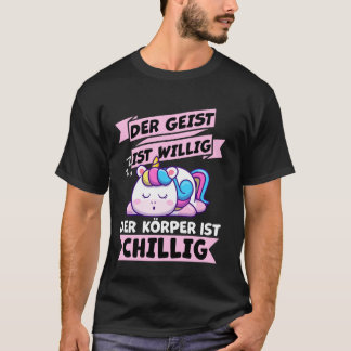 Camiseta com Der Geist de Texto Alemão Ist Willig 