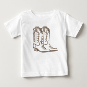 Camiseta com desenho de bota de cowboy para crianç