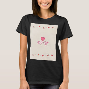 Camiseta com Desenho de Coração de Pássaros de Amo