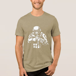 Camiseta com desenho de crânio de jogador militar