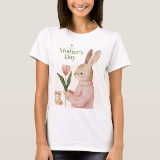 camiseta com desenho de gato e coelho