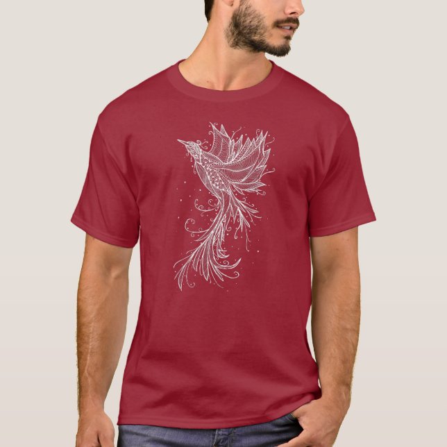 Camiseta com desenho de linhas brancas de uma Fêni (Frente)