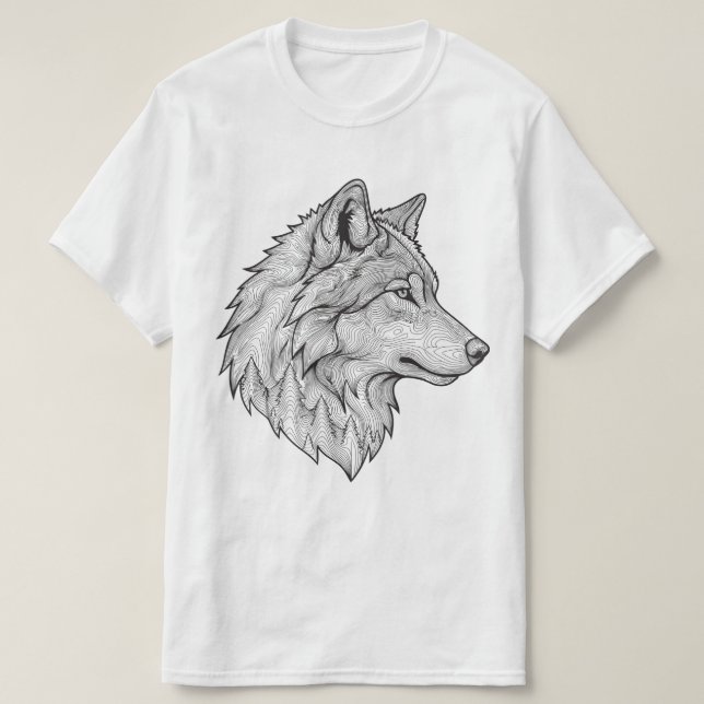 Camiseta com desenho de lobo (Frente do Design)