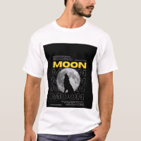 Camiseta com Desenho de Lobo e Lua