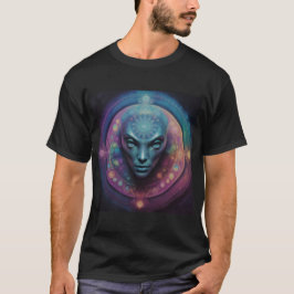 camiseta com desenho de mandala alienígena