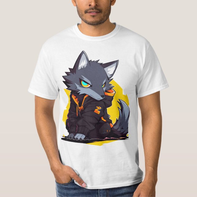 Camiseta com design artístico de raposa selvagem d (Frente)