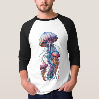 Camiseta com Design de Água-Viva Colorida