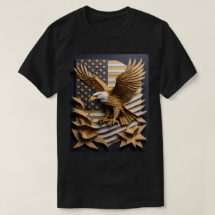 Camiseta com design de águia em arte de papel 3D