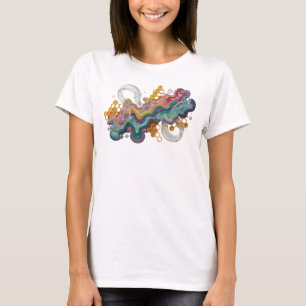 Camiseta com design de arte abstrata colorida cor-
