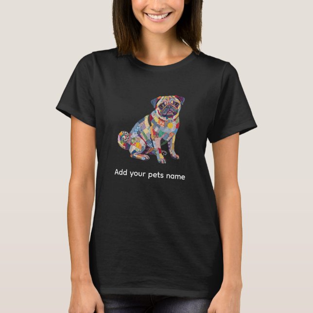 Camiseta com design de cachorro Pug fofo (Frente)