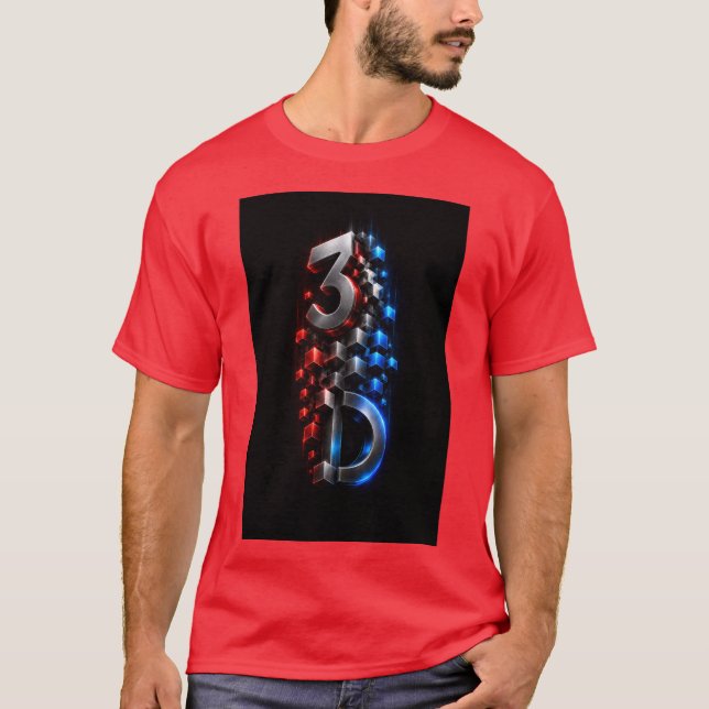 Camiseta com Design de Cubo Geométrico 3D Futurist (Frente)