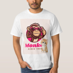 Camiseta com design de gato e macaco fofos para am
