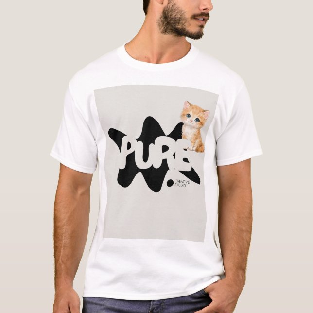 Camiseta com design de gato fofo (Frente)